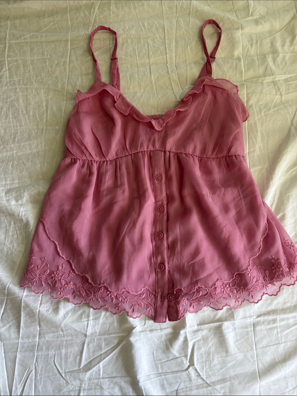 Hollister Rose Pink Embroidered Spaghetti Strap Cami